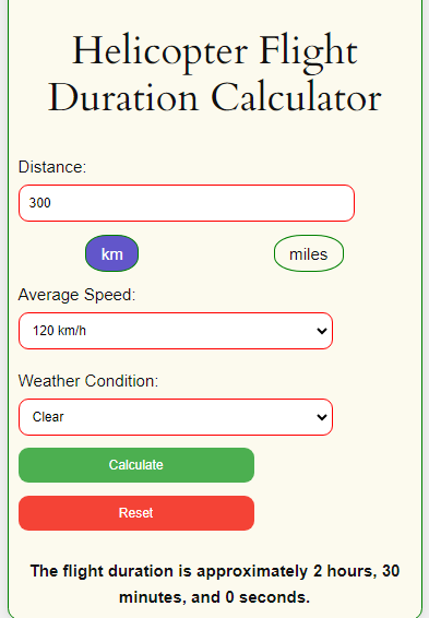 How to calculate helicopter flight time