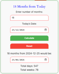 18 Months From Today Calculator